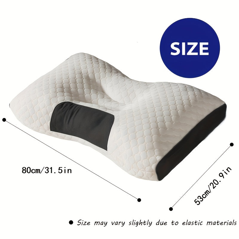 Compre 1 y obtenga 1 gratis, 2 almohadas de masaje para el cuello tejidas suavemente - Soporte de perfil ortopédico ergonómico ajustable, núcleo de almohada de alta calidad, funda de almohada desmontable para el confort del sueño.