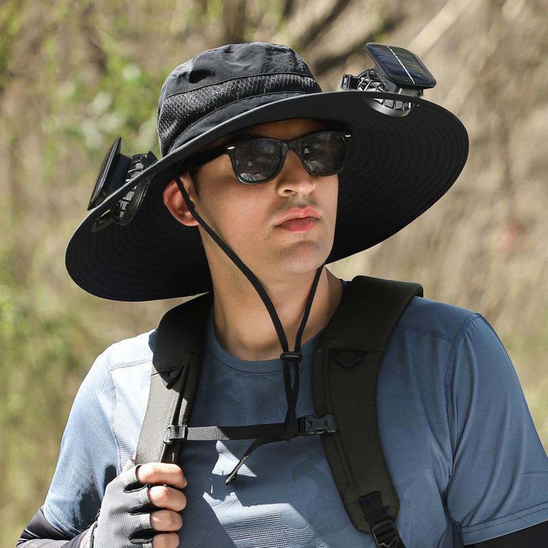 [Día de la Independencia Venta relámpago] 2025 Nuevo Sombrero de sol alimentado por energía solar | Doble hoja de ventilador USB Carga rápida | Solar + Batería Modo dual | Sombrero de playa unisex al aire libre para la pesca | Gorra de enfriamiento esenc